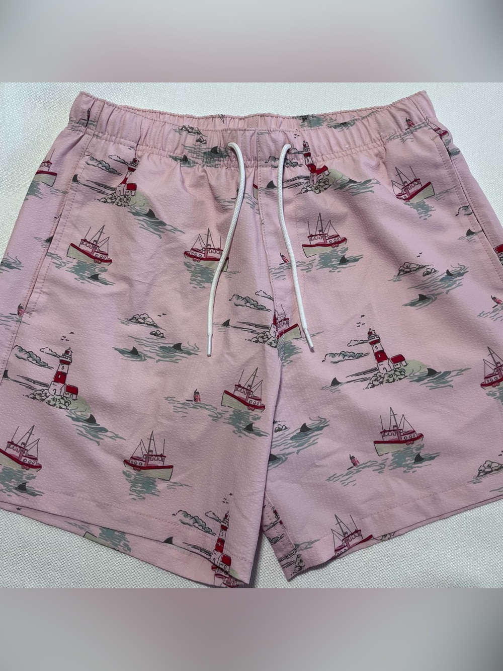 Hollister Pink Nautical Lighthouse Print Swim Trunks Size Medium